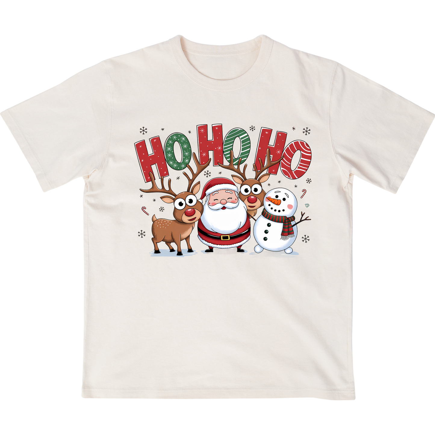 Ho ho ho santa, Reindeer & Snowman - t shirt