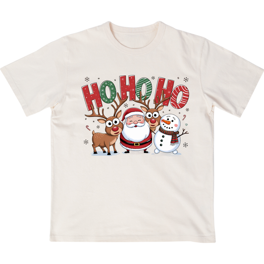 Ho ho ho santa, Reindeer & Snowman - t shirt